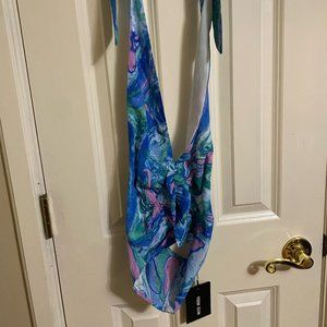 NWT Miss Moda Marble Print Halterneck Midi Dress